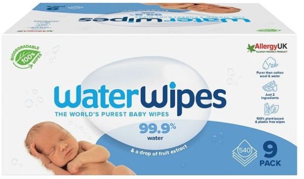 Baby Wipes with 99.9% Water, Fragrance-Free (9x60 pcs)