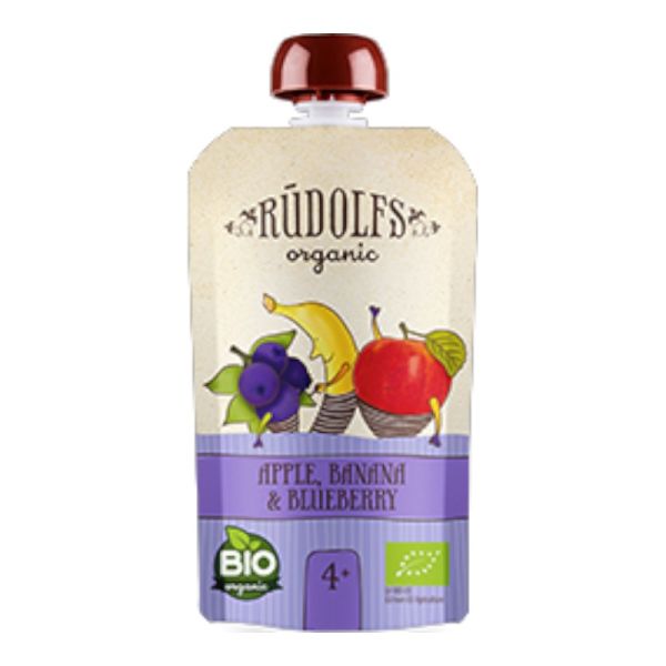 Παιδικός Πουρές με Μήλο, Μπανάνα, Μύρτιλο 4+ Μηνών