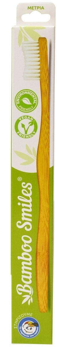 Οικολογική Οδοντόβουρτσα Μπαμπού Ενηλίκων - Μέτρια Λευκή